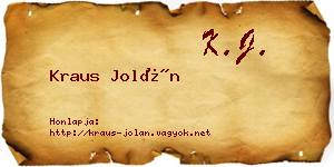 Kraus Jolán névjegykártya